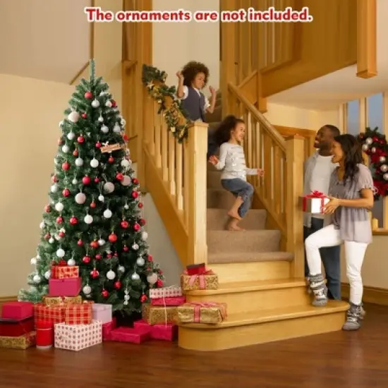 Costway 7ft Pre-lit Hinged Christmas Tree w/ Remote Control & 9 Lighting Modes image {9}