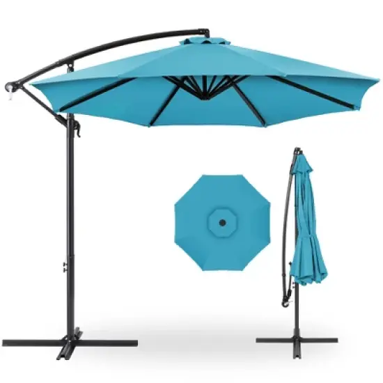 Best Choice Products 10ft Offset Hanging Outdoor Market Patio Umbrella w/ Easy Tilt Adjustment image {14}