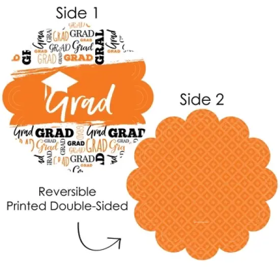 Big Dot of Happiness Orange Grad - Best is Yet to Come - Orange Graduation Party Round Table Decorations - Paper Chargers - Place Setting For 12 image {2}