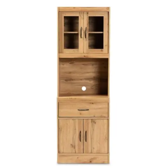 Laurana Wood Kitchen Cabinet and Hutch Oak Brown - Baxton Studio image {2}