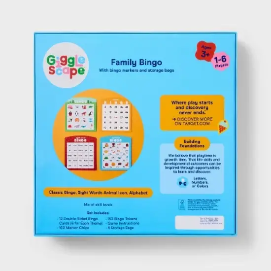 Family Bingo - Gigglescape&trade;: Kids Classic Game, Includes Boards & Game Pieces, 1-6 Players, Ages 3+, Creative Thinking image {4}
