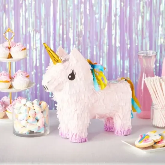 Blue Panda Unicorn Pinata for Girls Birthday Party - Unicorn, Rainbow Theme Birthday Party Supplies (Pink, Small, 13x15.5x5 in) image {1}