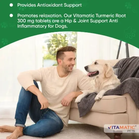 Turmeric for Dogs Anti Inflammatory Pain Relief 120 Chewable Tablets image {4}