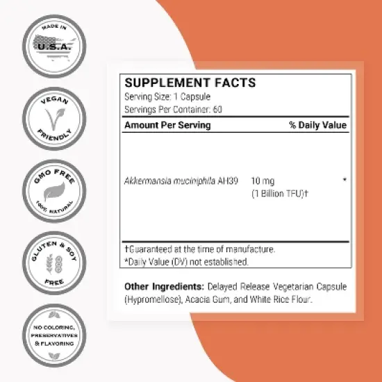 SuperSmart Akkermansia Muciniphila 1 Billion TFU per Day - Enhanced Absorption | Non-GMO & Gluten Free - 60 Delayed Release Capsules image {3}