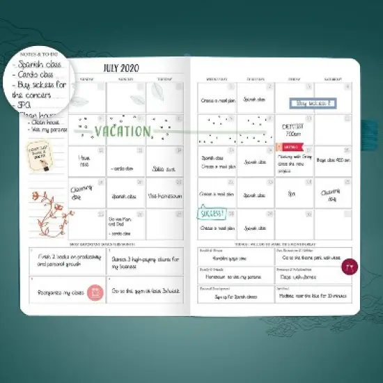 Undated Planner Weekly/Monthly 8.25"x5.5" Dark Teal Gold - Legend Planner image {3}