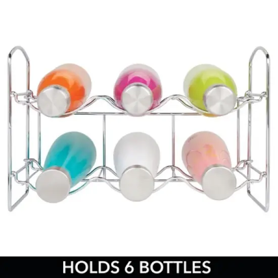 mDesign Collapsible Metal Water Bottle, Wine Rack Holder image {2}