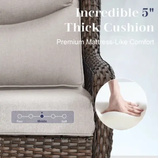 Belord 4 Piece Patio Furniture Set with Swivel Chairs and Ottomans, High Back Deep Seat Cushioned Wicker Swivel Patio Chairs Set of 2 with Ottoman image {8}