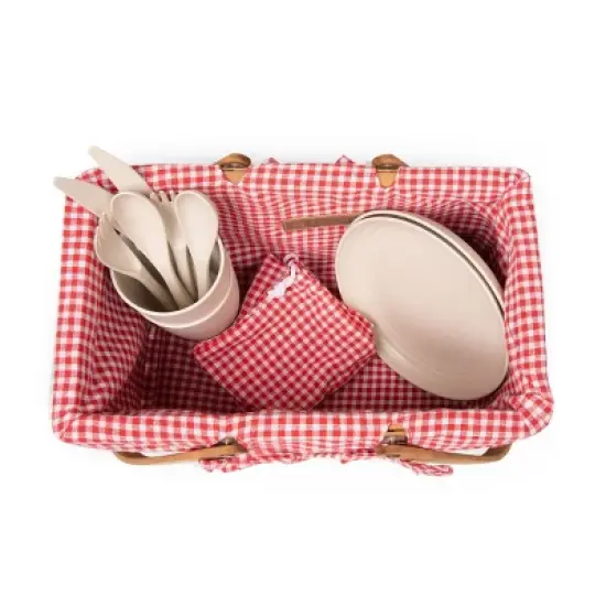 Picnic Time Piccola Picnic Basket Red and White Gingham image {4}