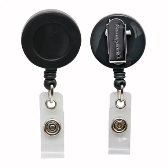 SICURIX Standard Round ID Badge Reel with Swivel Spring Clip, Black, Pack of 6 image {3}