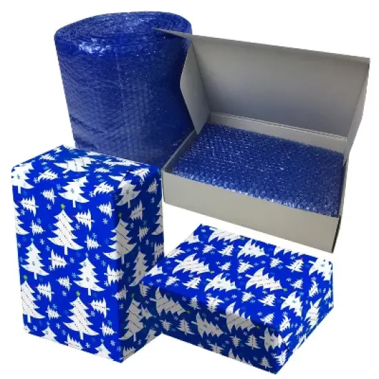 UOFFICE Small Blue Bubble Cushioning Wrap- 60' x 12" Wide Perforated Every 12" image {5}