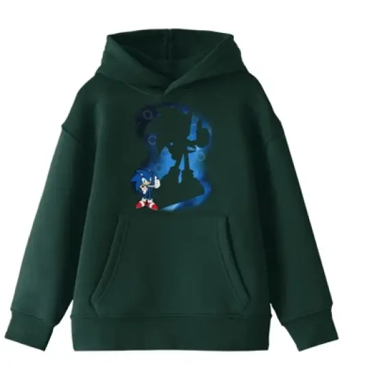 Sonic The Hedgehog Thumbs Up Sonic Shadow Youth Forest Green Sweatshirt image {2}
