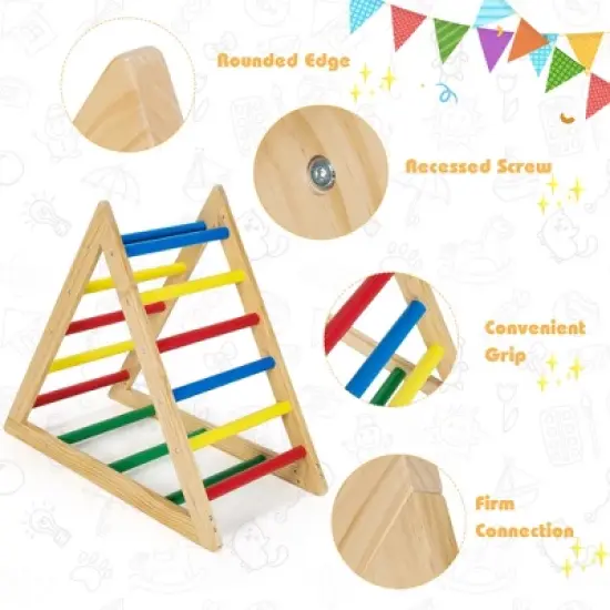 Costway Climbing Triangle Ladder, Wooden Triangle Climber, Educational Triangle Climber image {1}