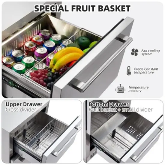 24 inch Undercounter Refrigerators with Weatherproof Full Stainless Steel Body image {2}