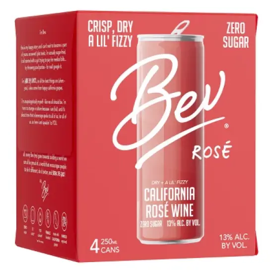 Bev California Ros&eacute; Wine - 4pk/250ml Cans image {6}
