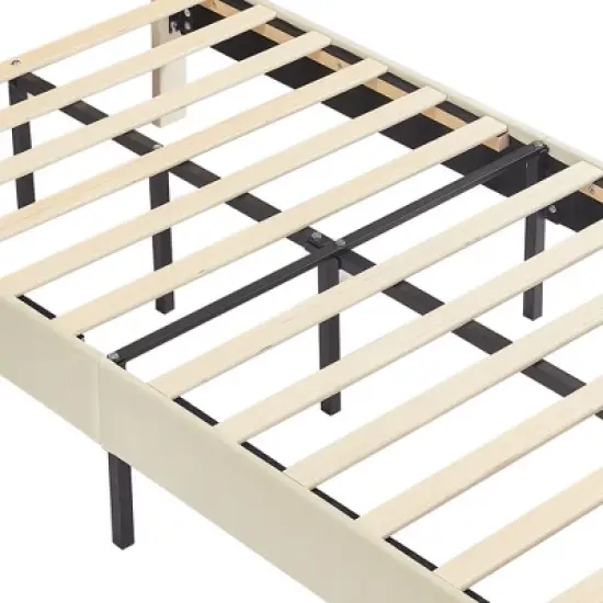 VECELO Upholstered Platform Bed Frame with Tufted Adjustable Headboard, Mattress Foundation, Wood Slat Support, Bed Frame image {14}