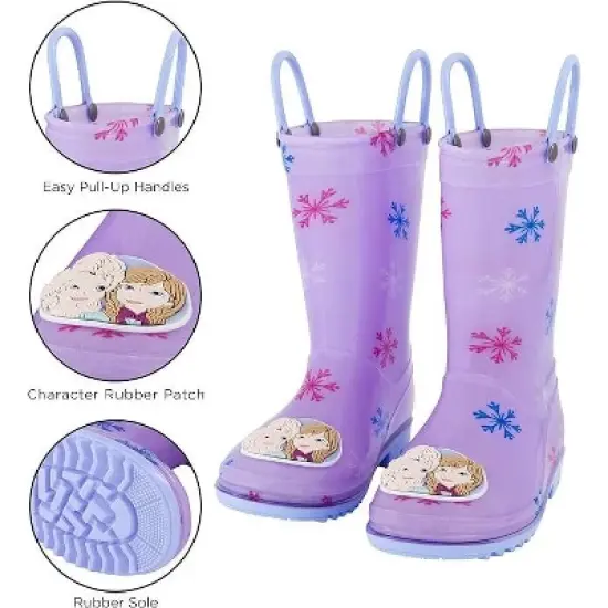 Frozen Anna & Elsa Girl's Rain Boots with Soft Removable Liner, Kids (1-8 Years) image {4}