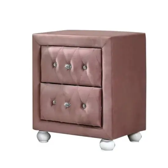 17" Reggie Nightstand Pink Fabric - Acme Furniture image {1}