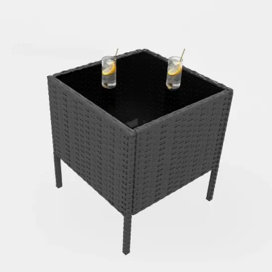 3 Piece Patio Set, PE Rattan Patio Conversation Set, 2 Chairs + Coffee Table, Outdoor Patio Furniture Set for Patio Front Porch Balcony Bistro image {6}