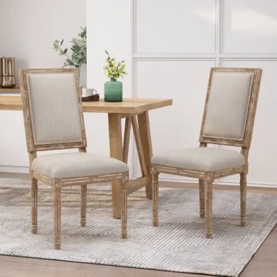 2pk Regina French Country Wood Upholstered Dining Chairs  - Christopher Knight Home image {1}