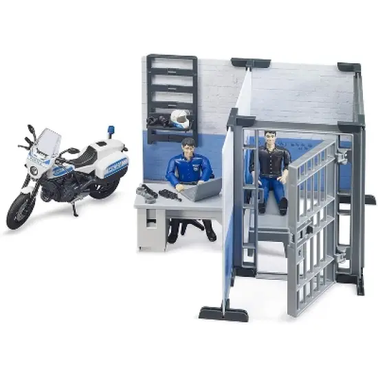 Bruder bworld Police Station Set with Police Motorcycle and Figure image {6}