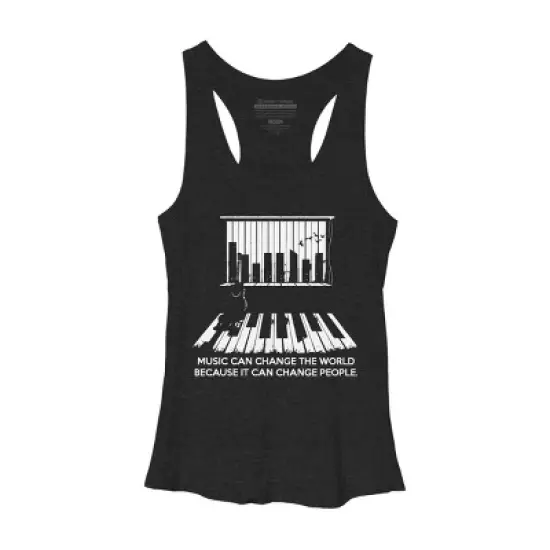 Women's Design By Humans Music can change the world By jandastore Racerback Tank Top image {2}