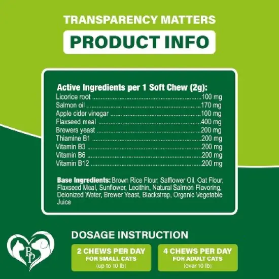 Beloved Pets Flea and Tick Support, Chewable Pils for Cats, Natural Pest Defense Oral Supplement Salmon Flavor 10 OZ - 1 Pack image {5}