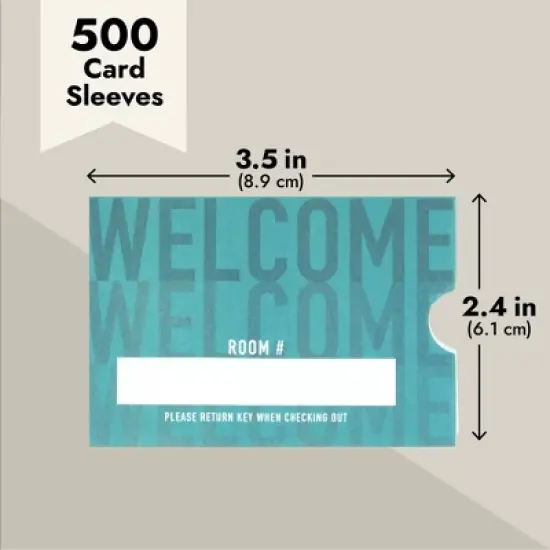 Stockroom Plus 500 Pack Hotel Key Card Envelopes, Key Sleeve for Residents, Motel, Printed Card Sleeves, Welcome Guests, Teal, 2.4x3.5 in image {6}