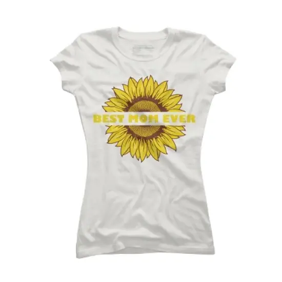 Junior's Design By Humans Happy Mothers Day Best Mom Ever Sunflower By CarambaArt T-Shirt image {4}