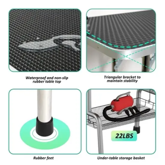 LOVMOR Dog Grooming Table,Adjustable Home Pet Grooming Tables with Arm/Noose/Mesh Tray image {1}