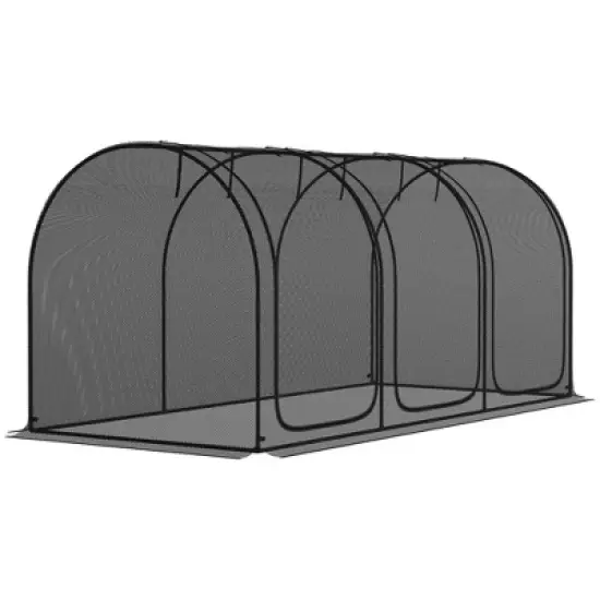 Outsunny Crop Cage with Two Zippered Doors, Storage Bag and Ground Stakes, Plant Protection Tent image {5}
