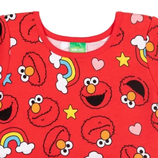 Sesame Street Elmo French Terry Short Sleeve Dress Scrunchy Set Red image {4}