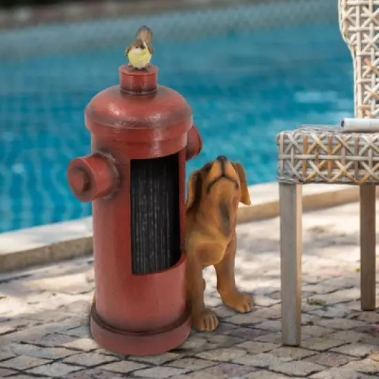 NAYSAYE Fountain Fire Hydrant Water Feature with Dog and Bird Accents for Garden and Patio, Multicolor, 16.2"*11"*26.8" image {5}