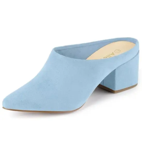 Allegra K Women's Pointed Toe Slip on Block Heel Slide Mules image {12}