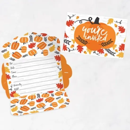 Big Dot of Happiness Fall Pumpkin - Fill-In Cards - Halloween or Thanksgiving Party Fold and Send Invitations - Set of 8 image {7}