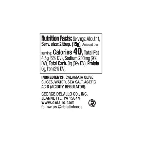 DeLallo Greek Sliced Kalamata Olives, 5.64 oz. Jar, (3 Pack) image {3}