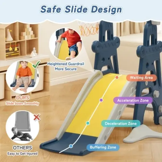 3-in-1 Kids Slide for Toddlers Slide and Swing Set,Indoor image {10}