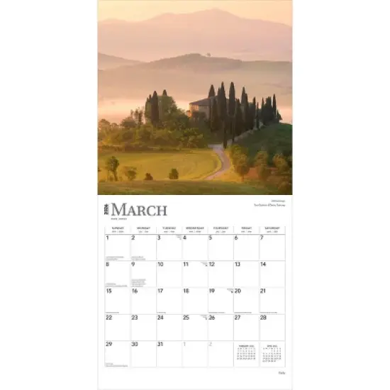 BrownTrout Italy 2026 12"x24" Hanging Square Wall Calendar Plastic-Free image {2}