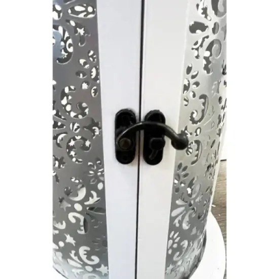 Essential Decor & Beyond 2pcs Set Black and White Wood and Metal Lanterns image {7}