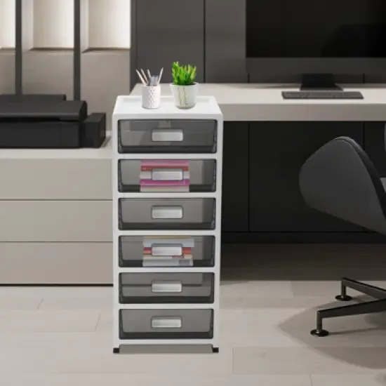 YIYIBYUS 6-Drawer Desktop Organizer with Open Tray Top, for Office, School image {2}