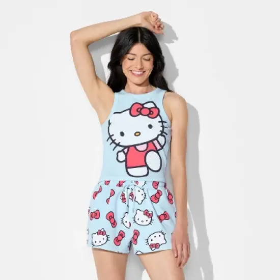 Women's Hello Kitty Graphic Tank Top - Light Blue image {1}