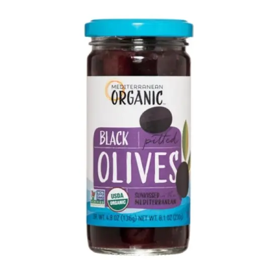 Mediterranean Organic Black Pitted Olives - Case of 12/8.1 oz image {1}
