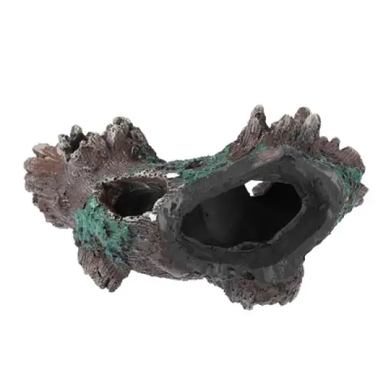 Unique Bargains Aquarium Decorations Hollow Tree Trunk Ornament Resin Fish Accessories Brown Green 5.51" Length 1 Pcs image {4}