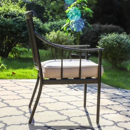 2pk Outdoor Steel Arm Chairs with Cushions - Captiva Designs image {1}