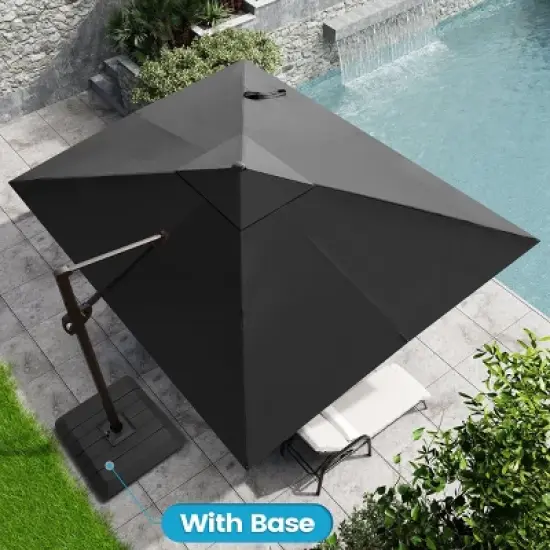 Crestlive Products 9x10.5FT Cantilever Umbrella UV30+ Outdoor 360 Degree Rotation Offset Umbrella 6 Heights Adjustable with Base image {8}