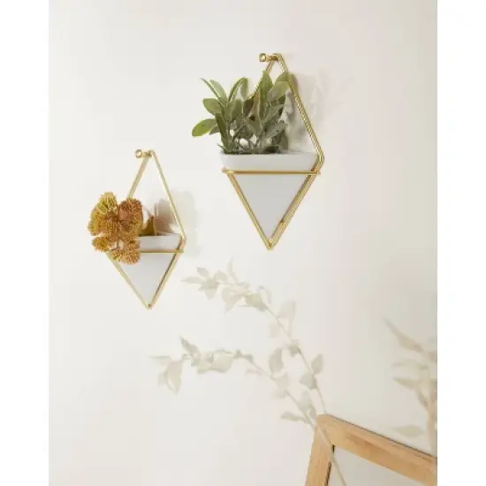 Set of 2 Trigg Wall Display Planters White/Brass - Umbra image {14}