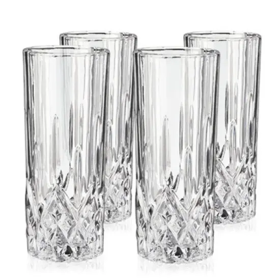 Viski Admiral Highball Glasses - Cut Crystal Drinking Glasses - Tall Cocktail Glasses 9oz Set of 4 image {5}