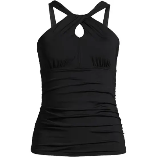 Lands' End Women's Chlorine Resistant High Neck to One Shoulder Multi Way Tankini Swimsuit Top image {6}