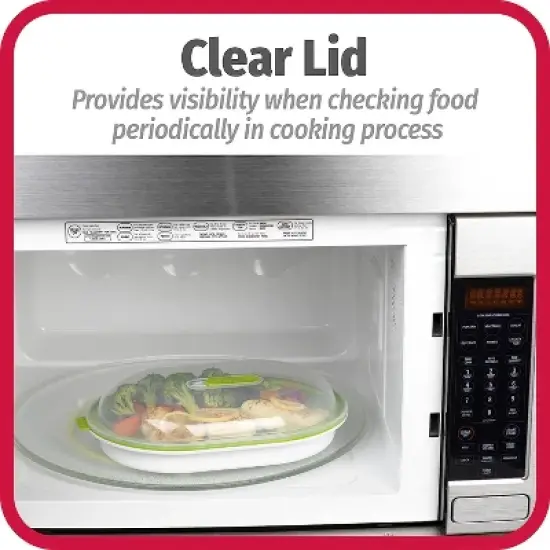 GoodCook BPA-Free Plastic Microwave Vegetable and Fish Steamer, Green,Green image {5}