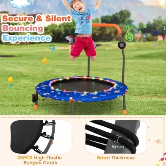 Infans 36" Mini Toddler Trampoline W/LED Bluetooth Speaker Detachable Handle Kids Gifts image {7}