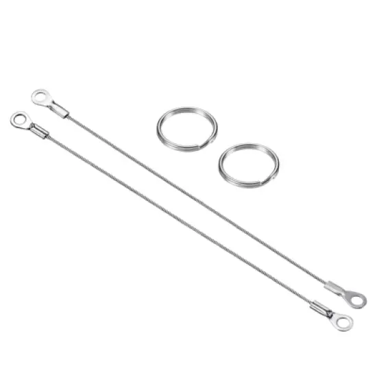 Unique Bargains Stainless Steel Retractable Thin Lanyard Cables with Key Rings 10 Pcs image {7}